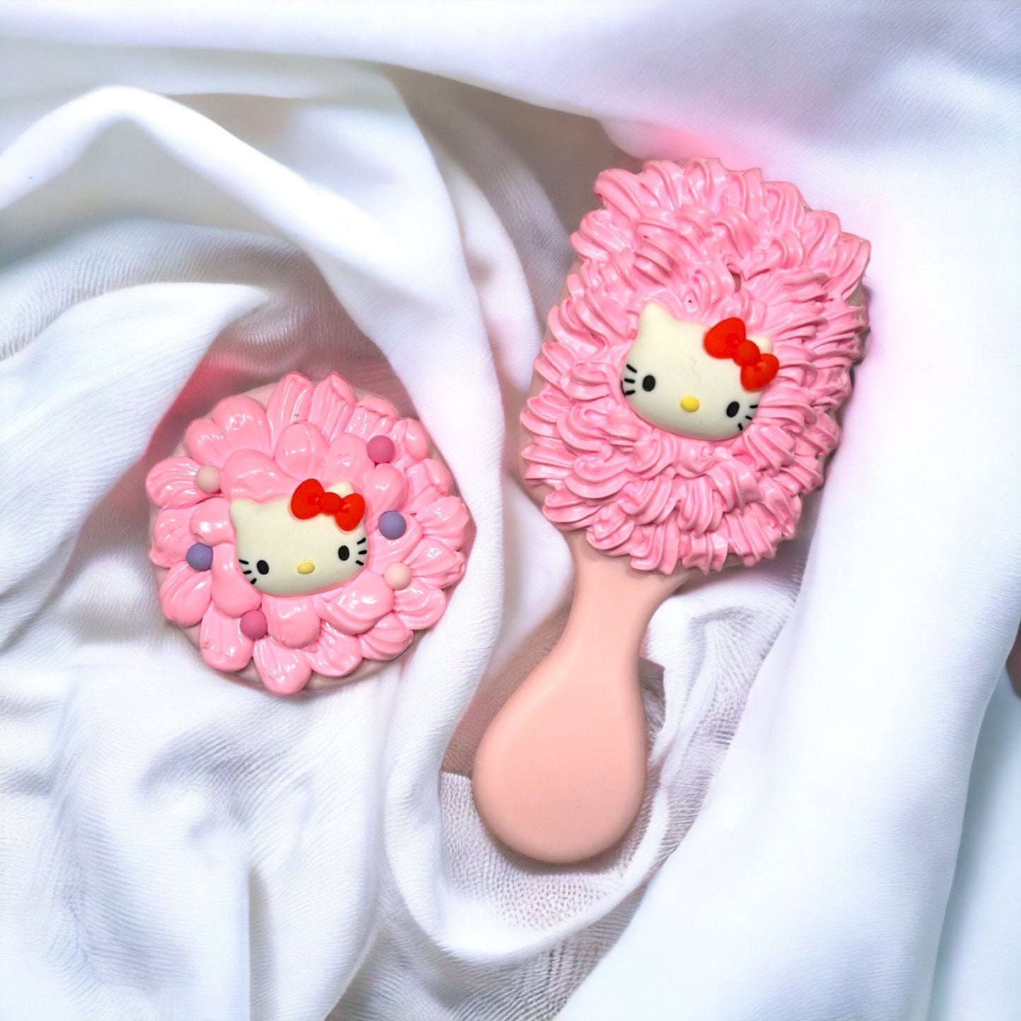 Set de regalo de gatito kawaii, cepillo para el pelo, espejo y pasadores, lindo cepillo Decoden, lindo regalo kawaii, regalo para rellenar medias, idea genial para regalar a la tía.