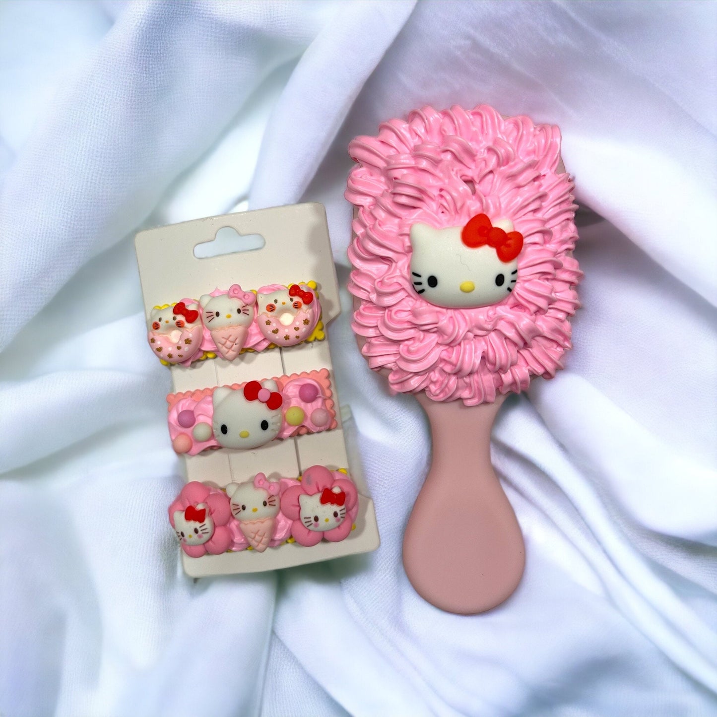 Set de regalo de gatito kawaii, cepillo para el pelo, espejo y pasadores, lindo cepillo Decoden, lindo regalo kawaii, regalo para rellenar medias, idea genial para regalar a la tía.