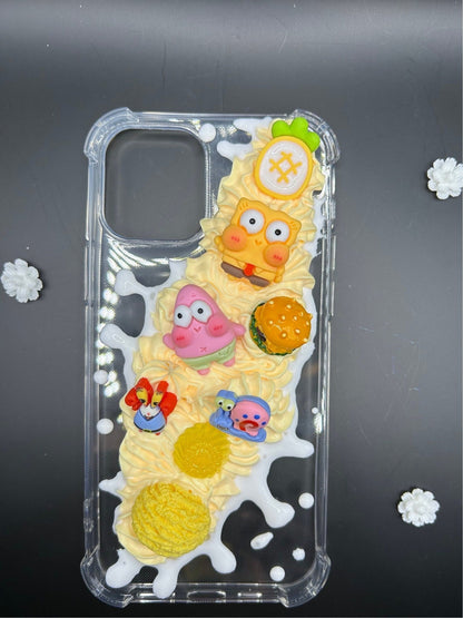 CDecoden SpongeBob Phone Case Kawaii Decoden Yellow SpongeBob Case iPhone Decoden Phone Case Samsung Custom Decoden Cream Case - The Deco Den