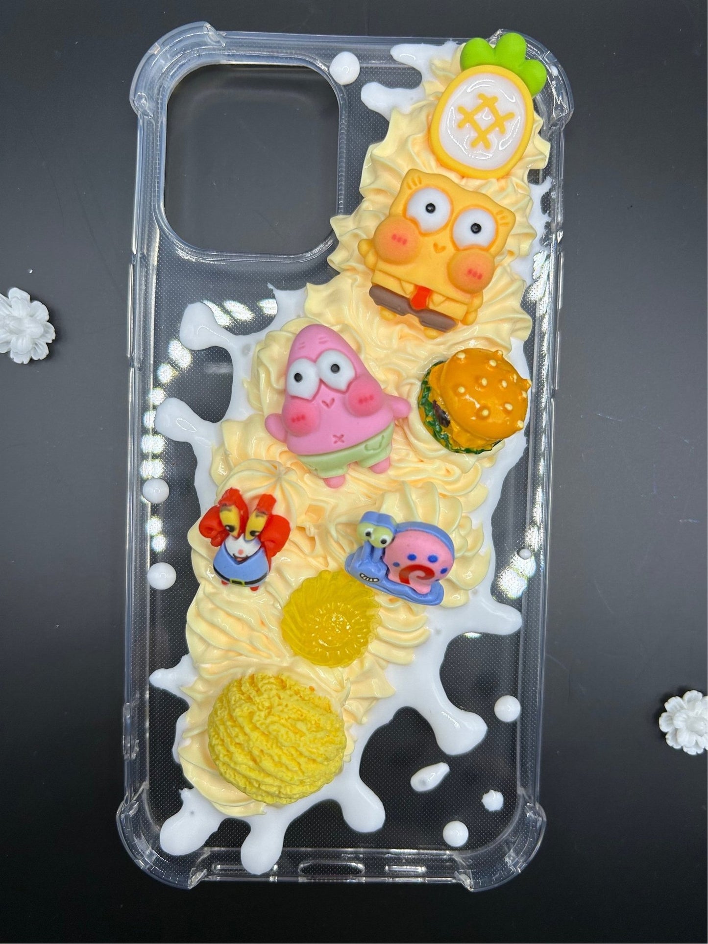 CDecoden SpongeBob Phone Case Kawaii Decoden Yellow SpongeBob Case iPhone Decoden Phone Case Samsung Custom Decoden Cream Case - The Deco Den