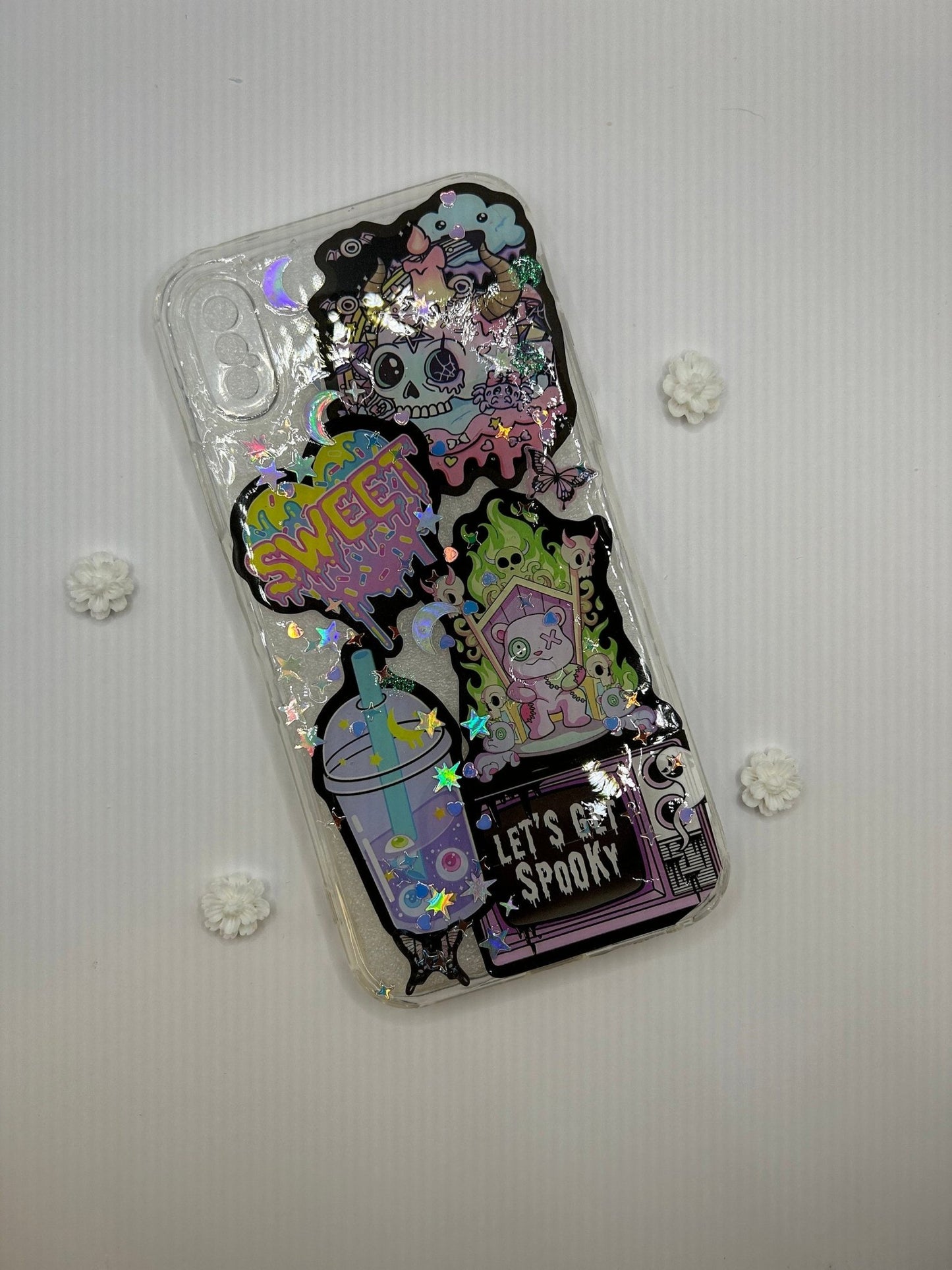 Custom iPhone 15 14 13 Pro Max Case Kawaii Spooky Glitter Phone Case Custom Phone Case Samsung S23 S22 Plus Ultra A54 Kawaii all Phone Cases - The Deco Den