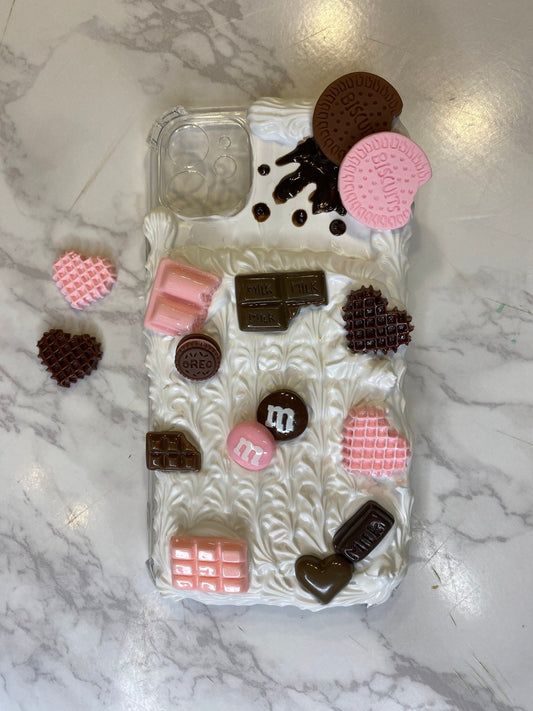 Custon Phone Case, Cookies Fake Whipped Cream Phone Case, Decoden Phone Case, Kawaii Decoden Phone Case, iPhone Case, Samsung Case - The Deco Den