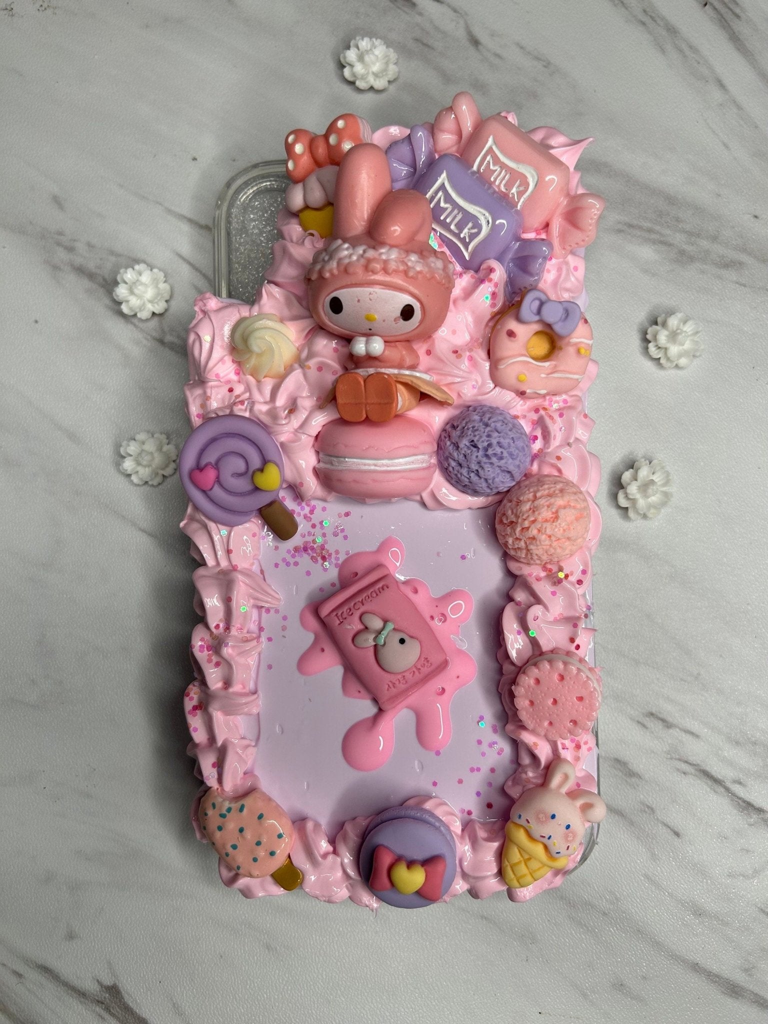 Cute Bunny Decoden Kawaii Melody Phone Case Whipped Cream Custom iPhone Case Kawaii Samsung Phone Ice Cream Phone Case Icing Case All Models - The Deco Den