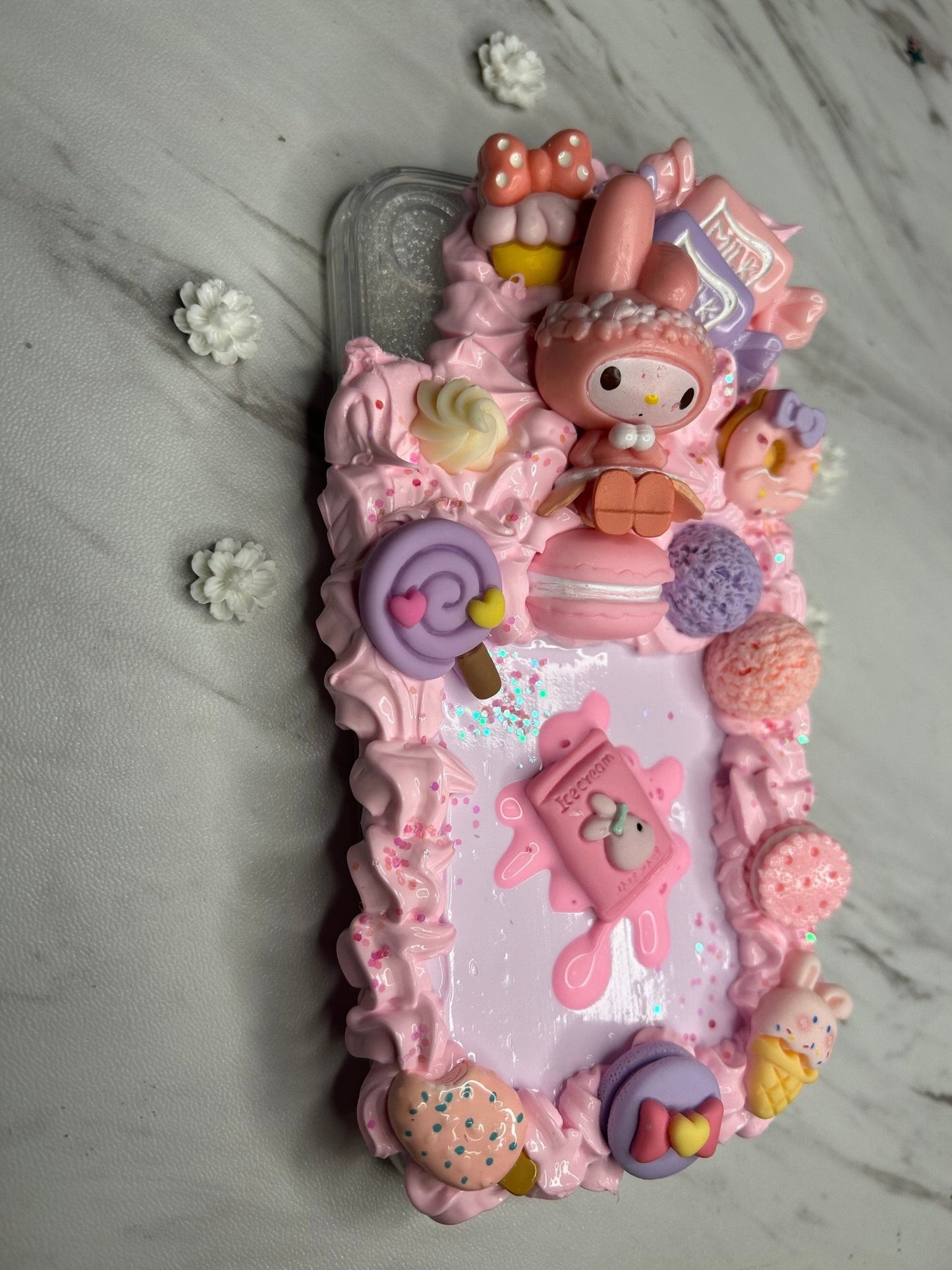 Cute Bunny Decoden Kawaii Melody Phone Case Whipped Cream Custom iPhone Case Kawaii Samsung Phone Ice Cream Phone Case Icing Case All Models - The Deco Den