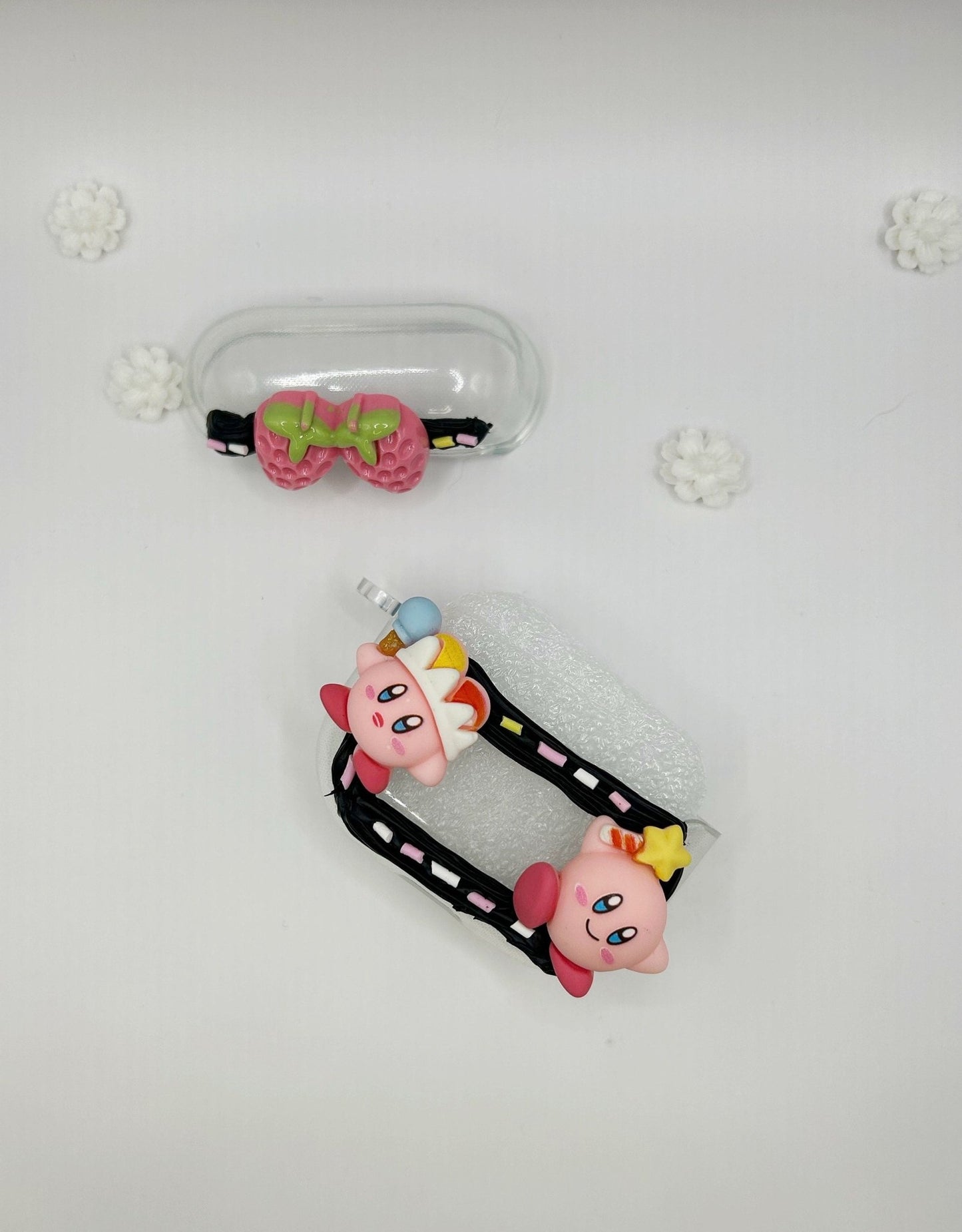 Cute Custom Decoden AirPod Case Pink Kirby Theme Decoden Phone Case Kawaii Decoden Anime AirPod Case - The Deco Den