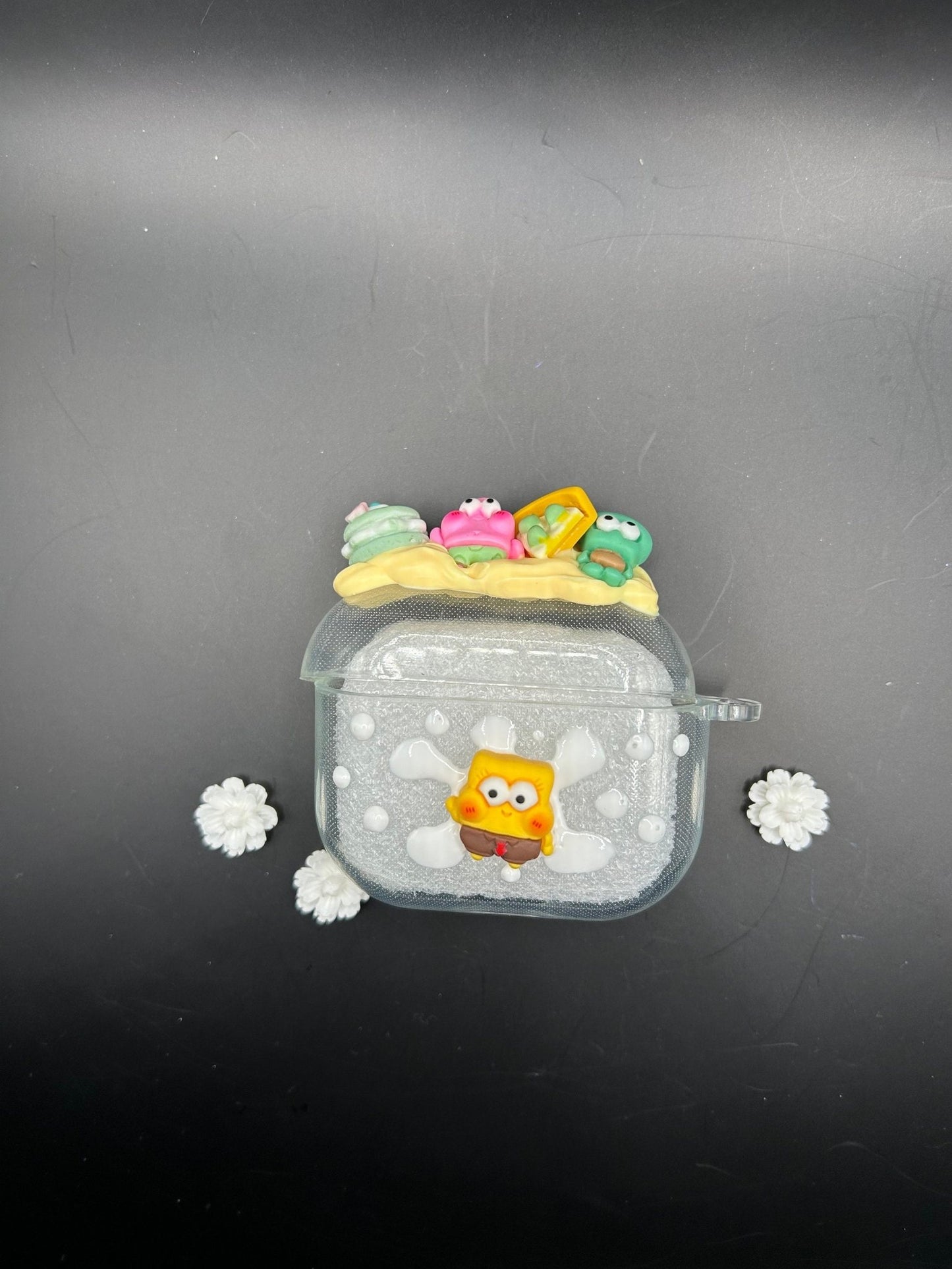 Cute Custom Decoden AirPod Case Sponge Theme Decoden Phone Case Kawaii Decoden Anime AirPod Case - The Deco Den