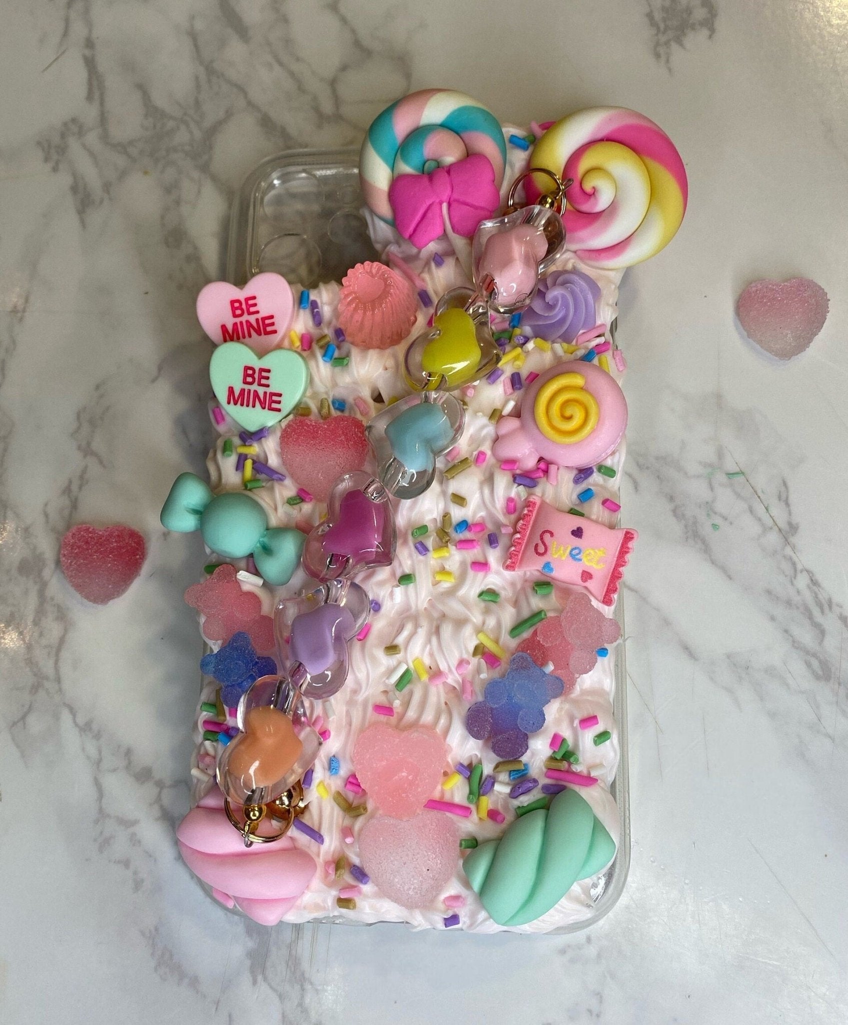 Decoden Custom Phone Candyland Cream Case Candy Kawaii Case Decoden Phone Case with Candy Phone Strap iPhone Case Samsung All Phone Models - The Deco Den