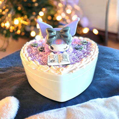 Decoden Heart Shaped Kuromi Reading Jewelry Box Two TierStorage Handmade Keepsake Box Kawaii Dwarf Rabbit Decoden Jewelry Box Gift for Her - The Deco Den