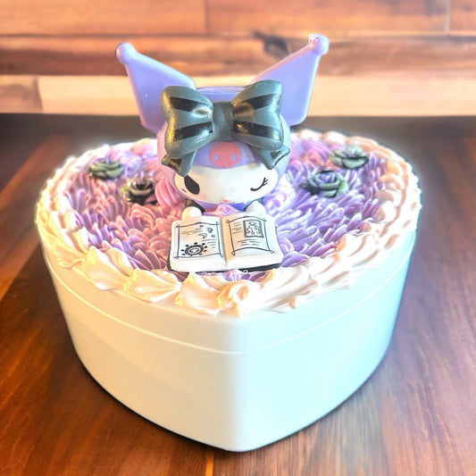 Decoden Heart Shaped Kuromi Reading Jewelry Box Two TierStorage Handmade Keepsake Box Kawaii Dwarf Rabbit Decoden Jewelry Box Gift for Her - The Deco Den