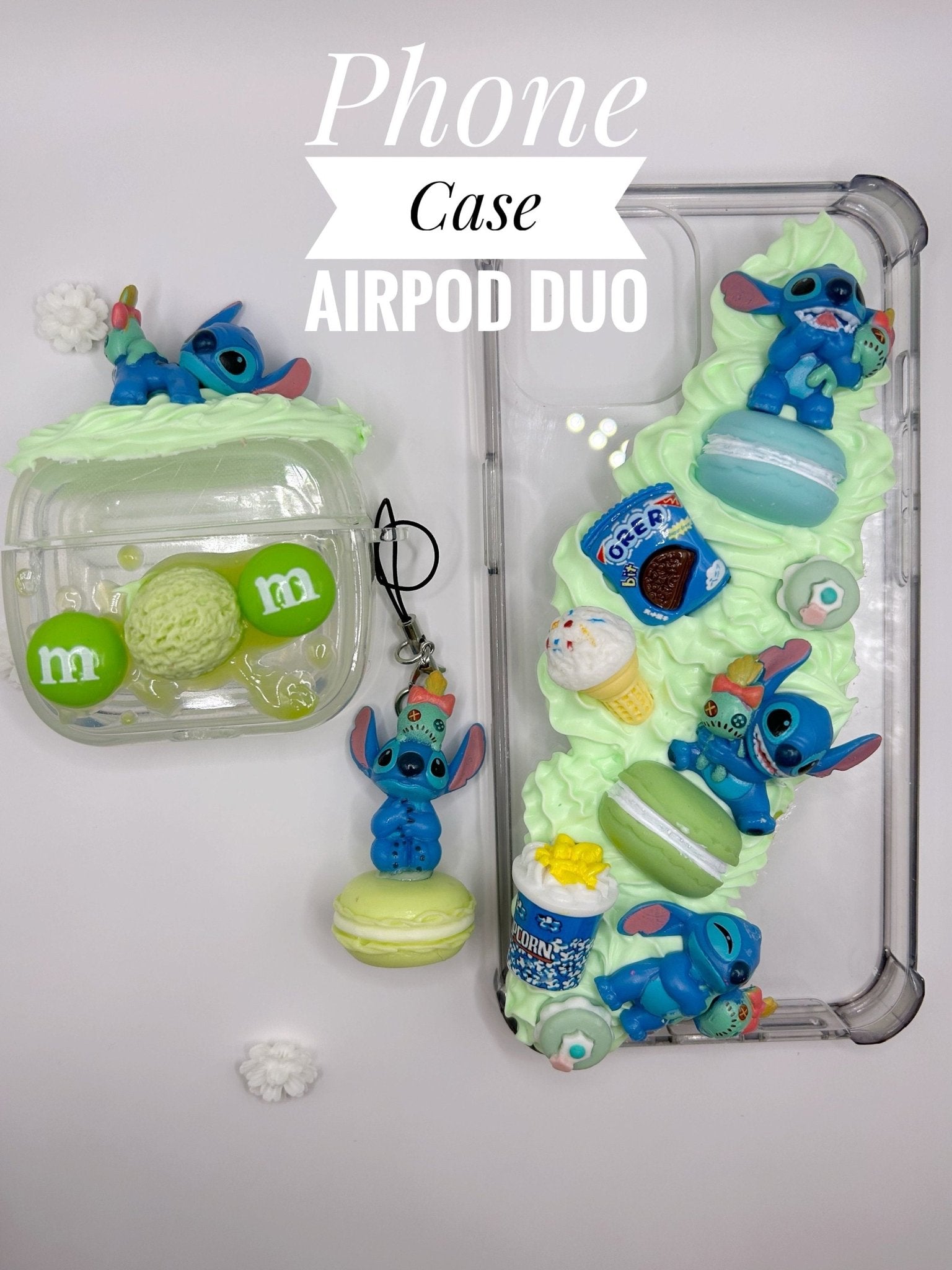 Decoden Stitch Phone Case Cute Alien Kawaii Phone Case Matching Decoden Stitch AirPod Case Cover Airpod Phone Case Set Decoden Phone Case - The Deco Den