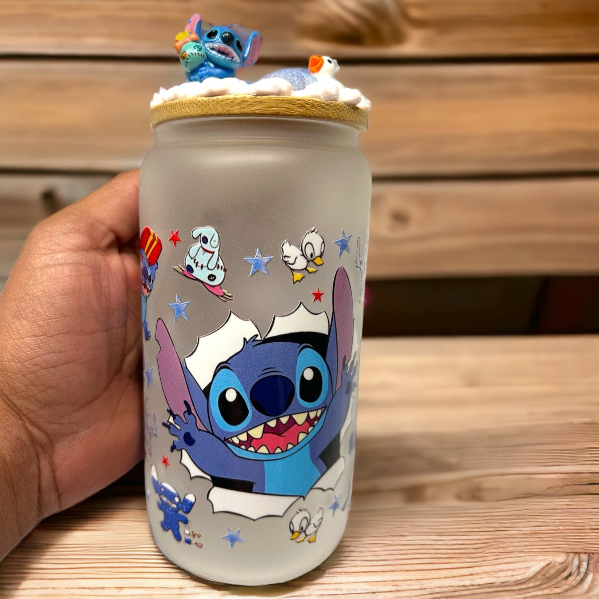 Glass Can Glass Tumbler Blue Alien Decorated Lid Personalized 16 oz Glass Cup Iced Coffee Glass Tumbler Glass Cup Decorated Personalized Gift - The Deco Den