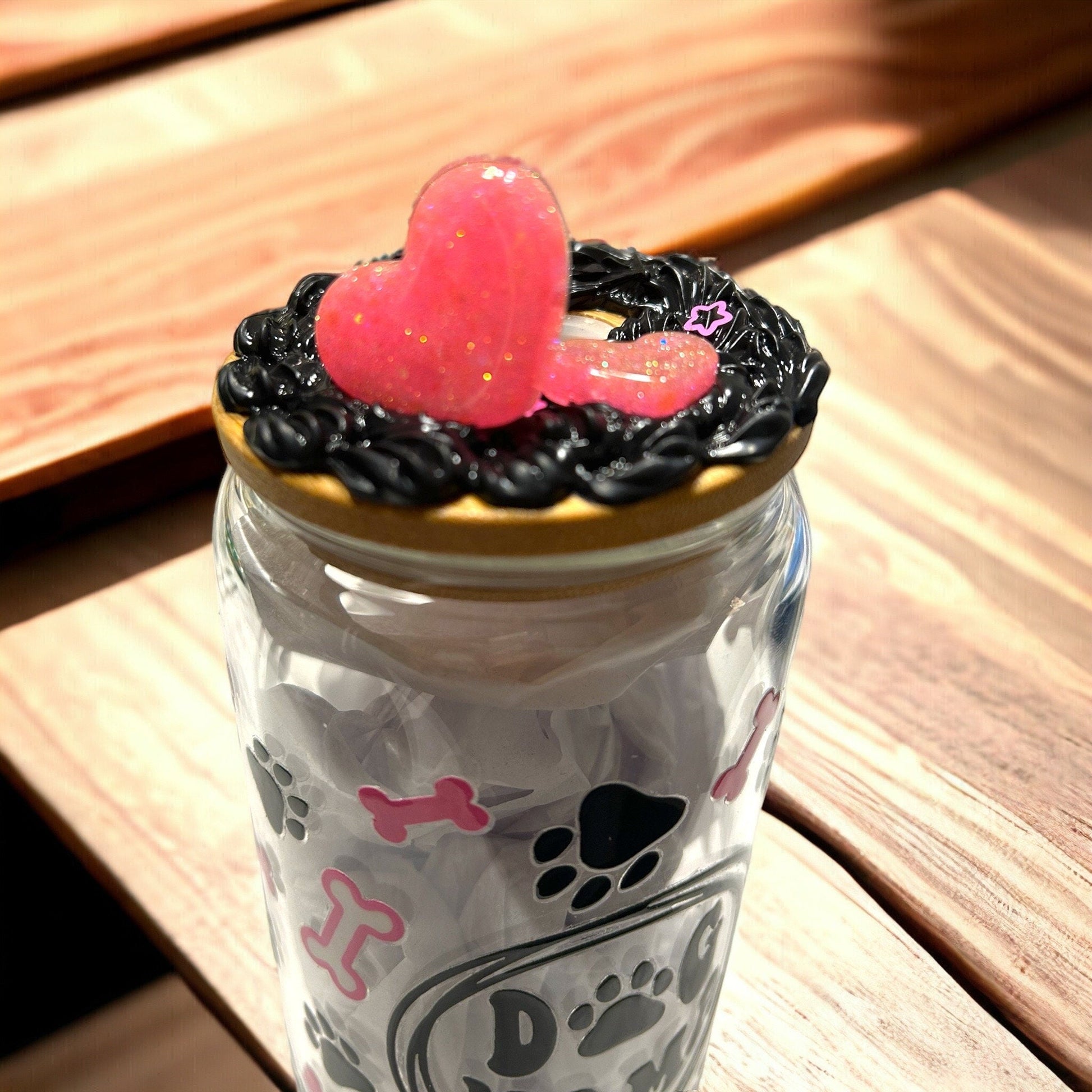 Glass Tumbler Glass Can Dog Mama Dog Lover Iced Coffee Cup 16 oz Dog Mom Glass Can with Decorated Bamboo Lid Gift for Her Gift for Pet Lover - The Deco Den