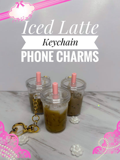 Iced Latte Phone Case Charm | Custom Coffee Keychain | Coffee Lover Gift, Cafecito - The Deco Den