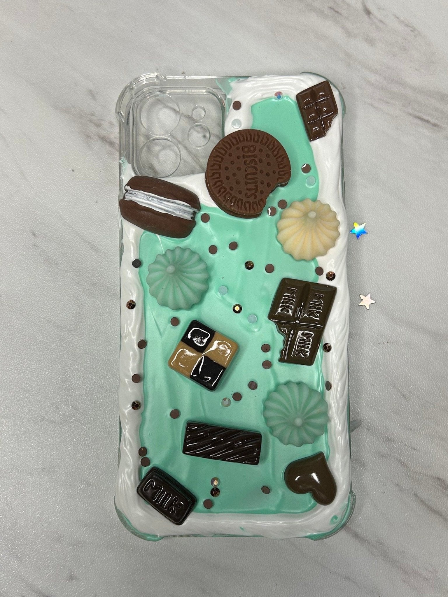 iPhone Case Chocolate Mint Fake Whipped Cream Decoden Phone Case Kawaii Decoden Case Samsung iPhone Case Gift for Friend - The Deco Den