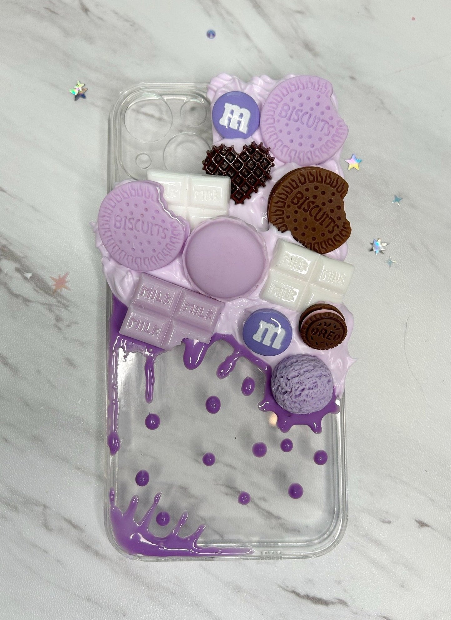 iPhone Custom Case Purple Drip Fake Whipped Phone Decoden Case Kawaii iPhone Samsung Case Custom Purple Cream Personalized Case - The Deco Den