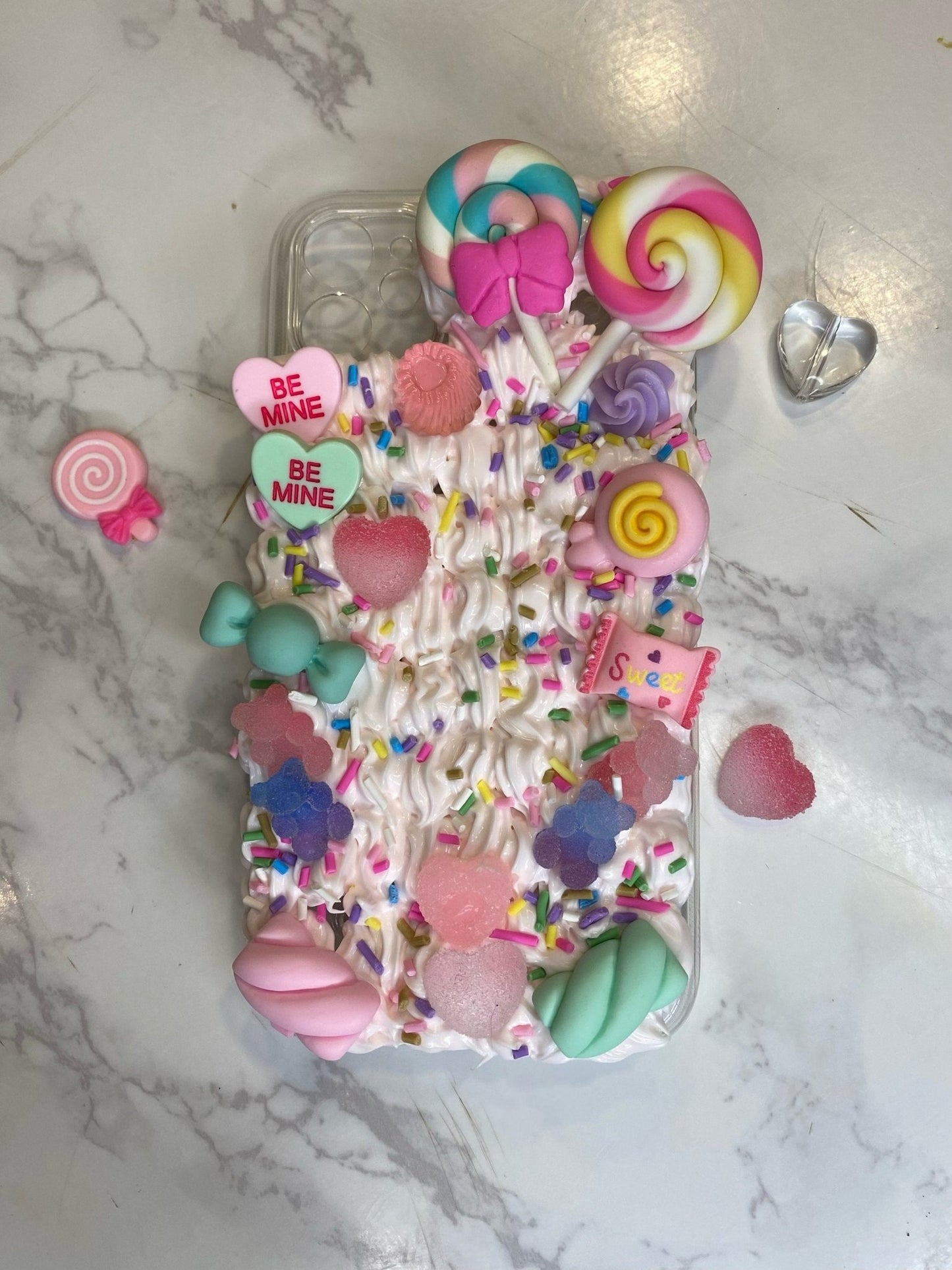 iPhone Custom Case, Whipped Cream Candy Case, Beaded Phone Strap, Decoden Case, Kawaii Decoden Phone Case, iPhone Case, Samsung Phone Case - The Deco Den