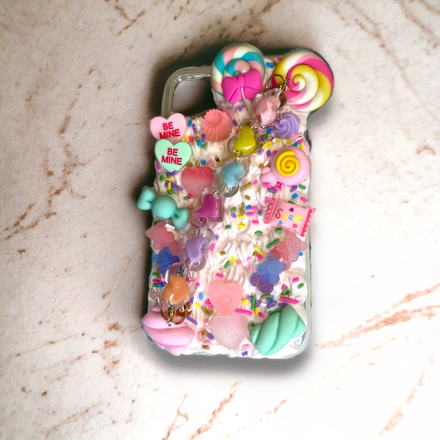 iPhone Custom Case, Whipped Cream Candy Case, Beaded Phone Strap, Decoden Case, Kawaii Decoden Phone Case, iPhone Case, Samsung Phone Case - The Deco Den