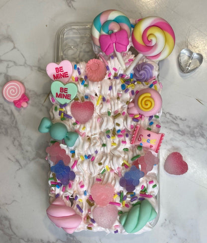 iPhone Custom Case, Whipped Cream Candy Case, Beaded Phone Strap, Decoden Case, Kawaii Decoden Phone Case, iPhone Case, Samsung Phone Case - The Deco Den