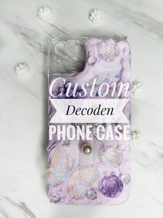 iPhone Custom Decoden Phone Case, Purple Kawaii Whipped Cream Case, Decoden Case, Kawaii Decoden Phone Case, Samsung Phone Case - The Deco Den