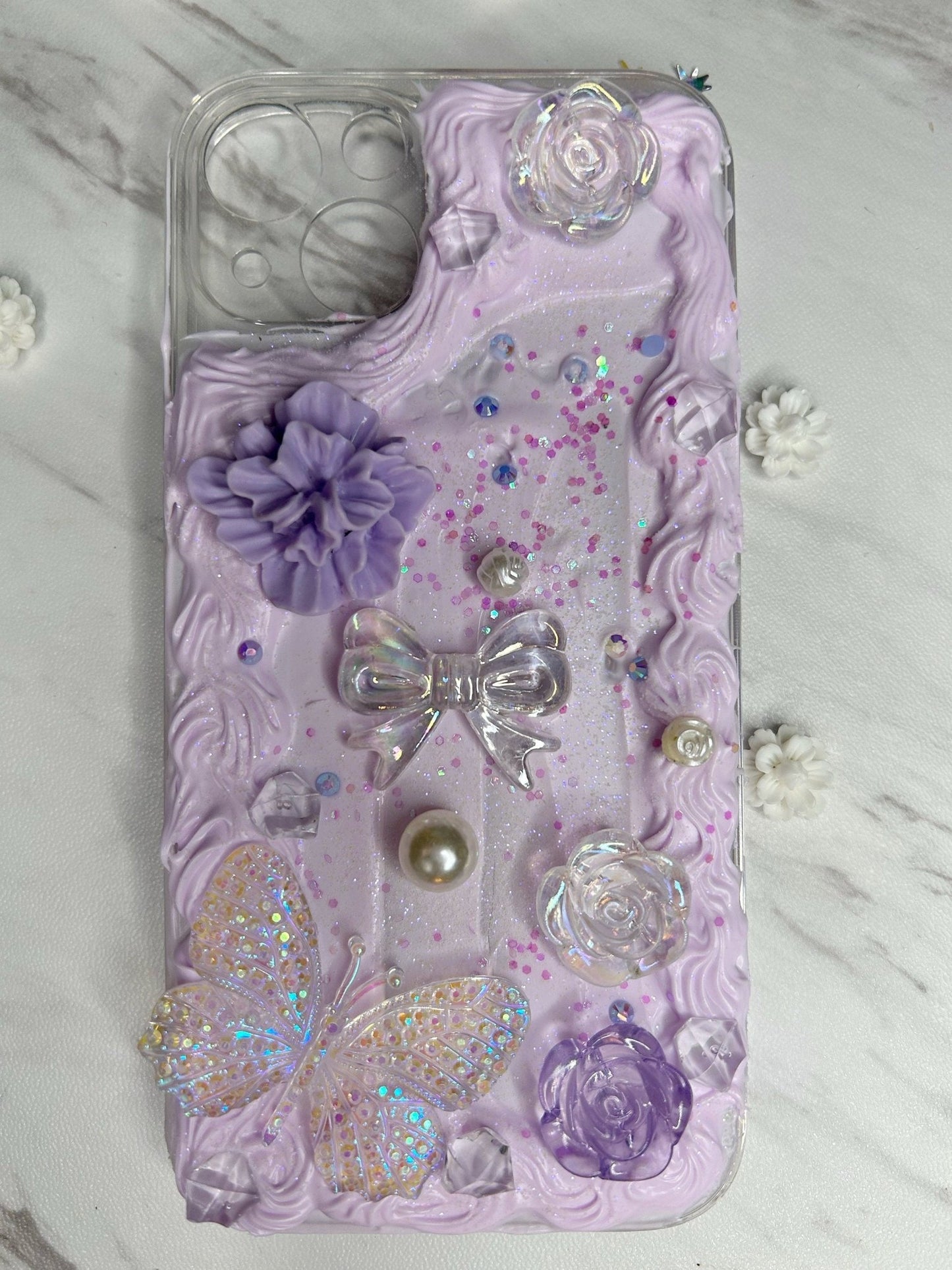 iPhone Custom Decoden Phone Case, Purple Kawaii Whipped Cream Case, Decoden Case, Kawaii Decoden Phone Case, Samsung Phone Case - The Deco Den