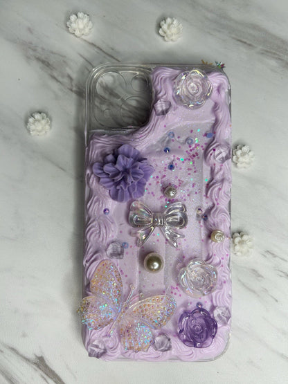 iPhone Custom Decoden Phone Case, Purple Kawaii Whipped Cream Case, Decoden Case, Kawaii Decoden Phone Case, Samsung Phone Case - The Deco Den