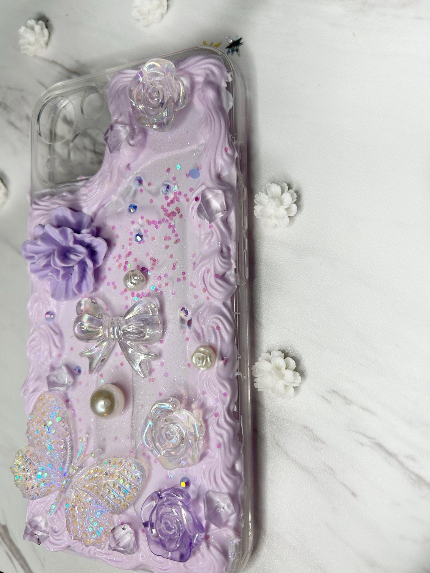 iPhone Custom Decoden Phone Case, Purple Kawaii Whipped Cream Case, Decoden Case, Kawaii Decoden Phone Case, Samsung Phone Case - The Deco Den