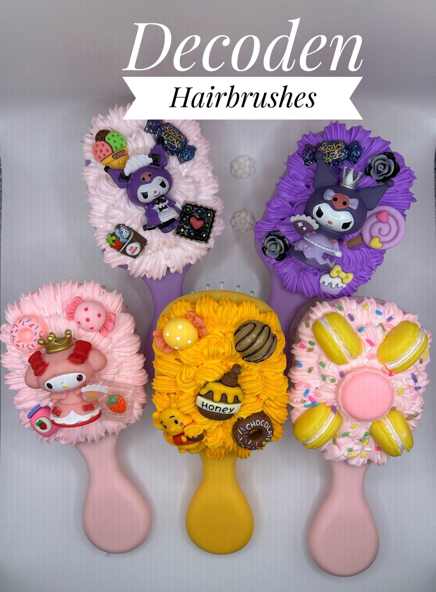 Kawaii Decoden Hairbrush Cute Brushes Travel Decoden Detangling Hair Brush Gift for Daughter Hair Brush for Travel Comb Backpack Brush - The Deco Den