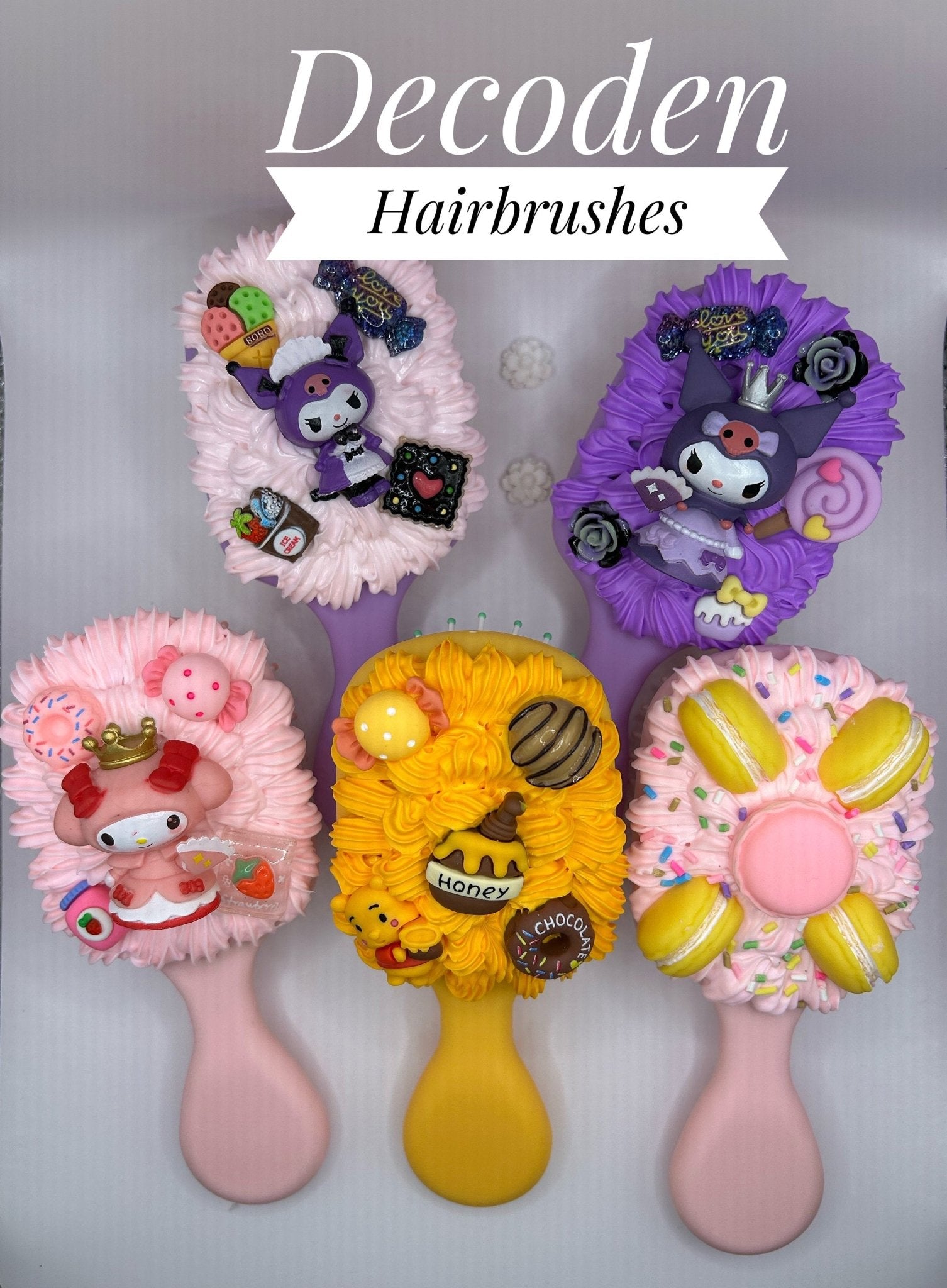 Kawaii Decoden Hairbrush Cute Brushes Travel Decoden Detangling Hair Brush Gift for Daughter Hair Brush for Travel Comb Backpack Brush - The Deco Den