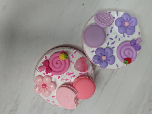 Kawaii Handmade Compact Mirror , Enchanting Decoden Travel Mirror: Colorful Charms & Whimsical - The Deco Den