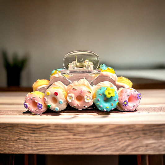 Kawaii Handmade Donut Claw Clip Hair Clip Decoden Hair Claw Long Hair Accessory Colorful Hair Clip Kawaii Gift for Her Birthday Gift for Her - The Deco Den