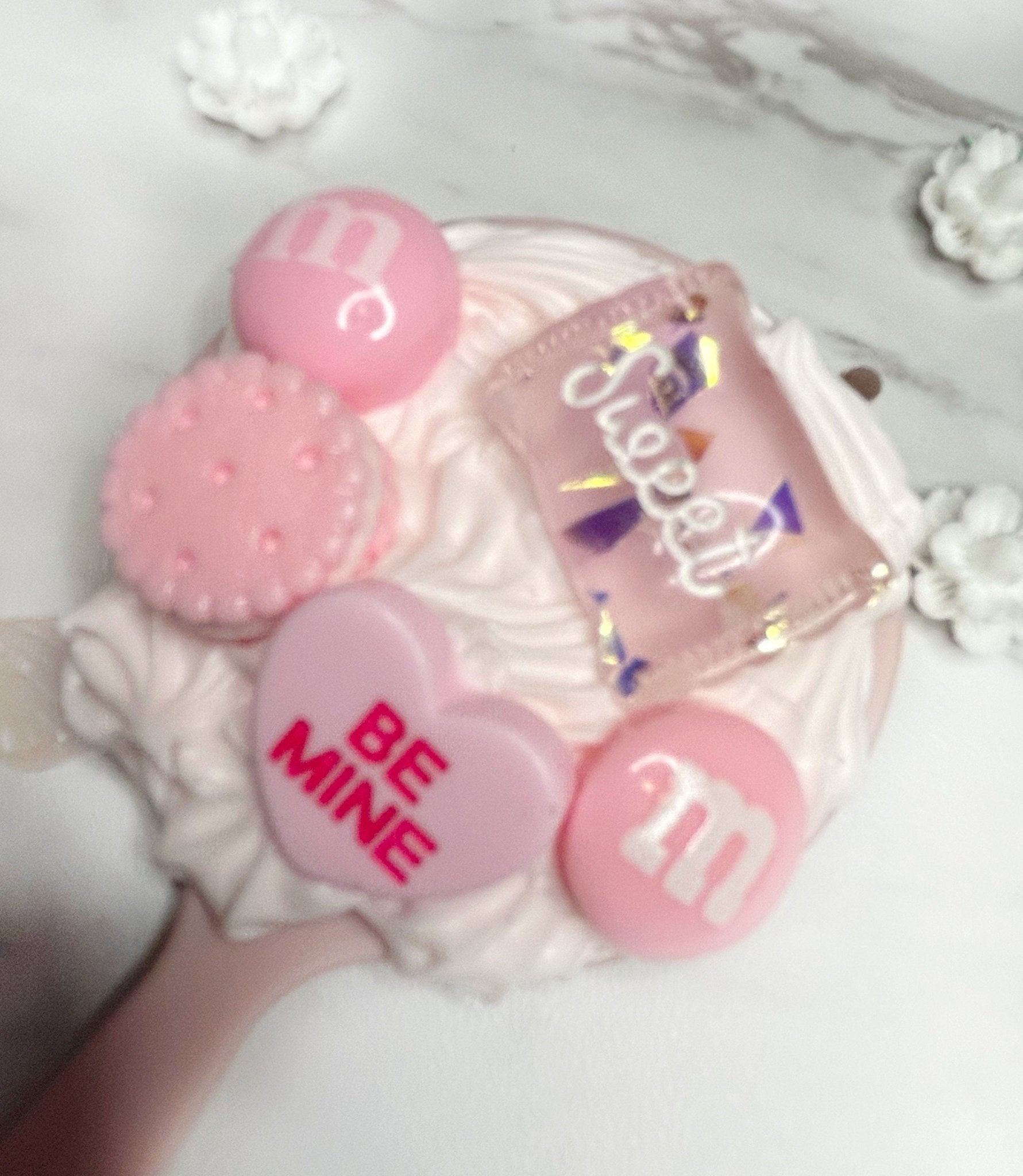 Kawaii Handmade Handheld Mirror , Enchanting Decoden Travel Mirror: Colorful Charms & Whimsical, Back to School, Unique Gift for Her - The Deco Den