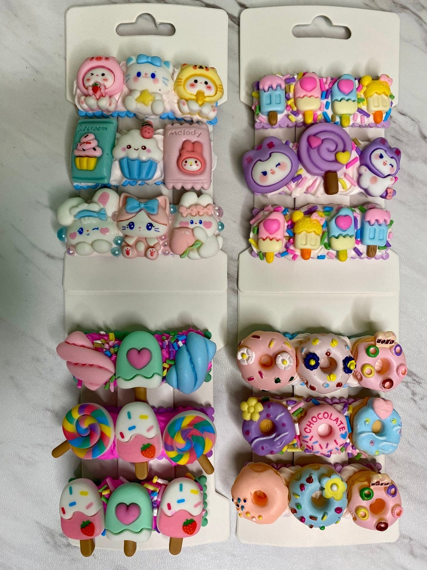 Kawaii Handmade Non-slip Hair Clips Decoden Barrette Clips Kawaii Cute Hair Clips Birthday Gift for Her Unique Colorful Hair Accessories - The Deco Den