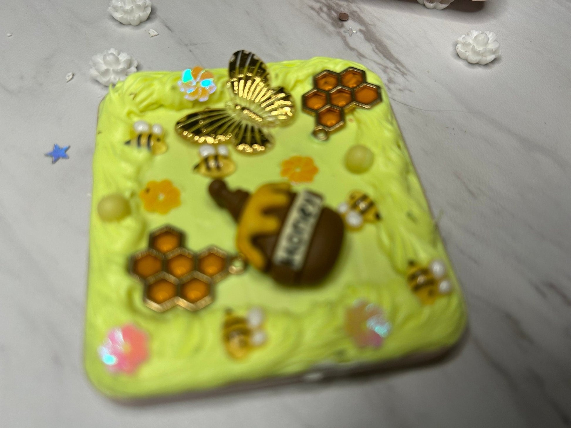 Kawaii Handmade Square Compact Mirror | Decoden Travel Mirror: Colorful Charms & Whimsical | Back to School - The Deco Den