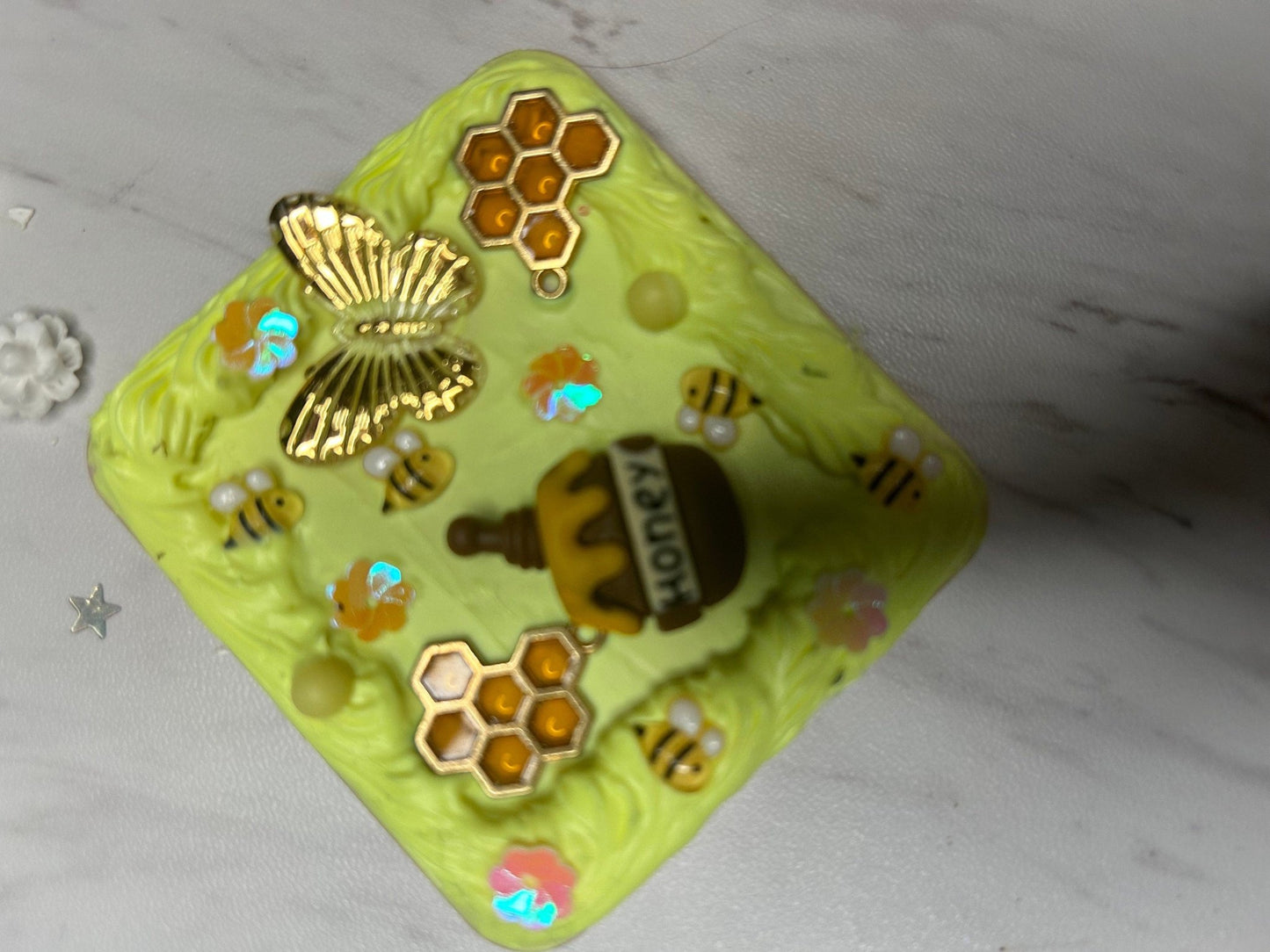 Kawaii Handmade Square Compact Mirror | Decoden Travel Mirror: Colorful Charms & Whimsical | Back to School - The Deco Den