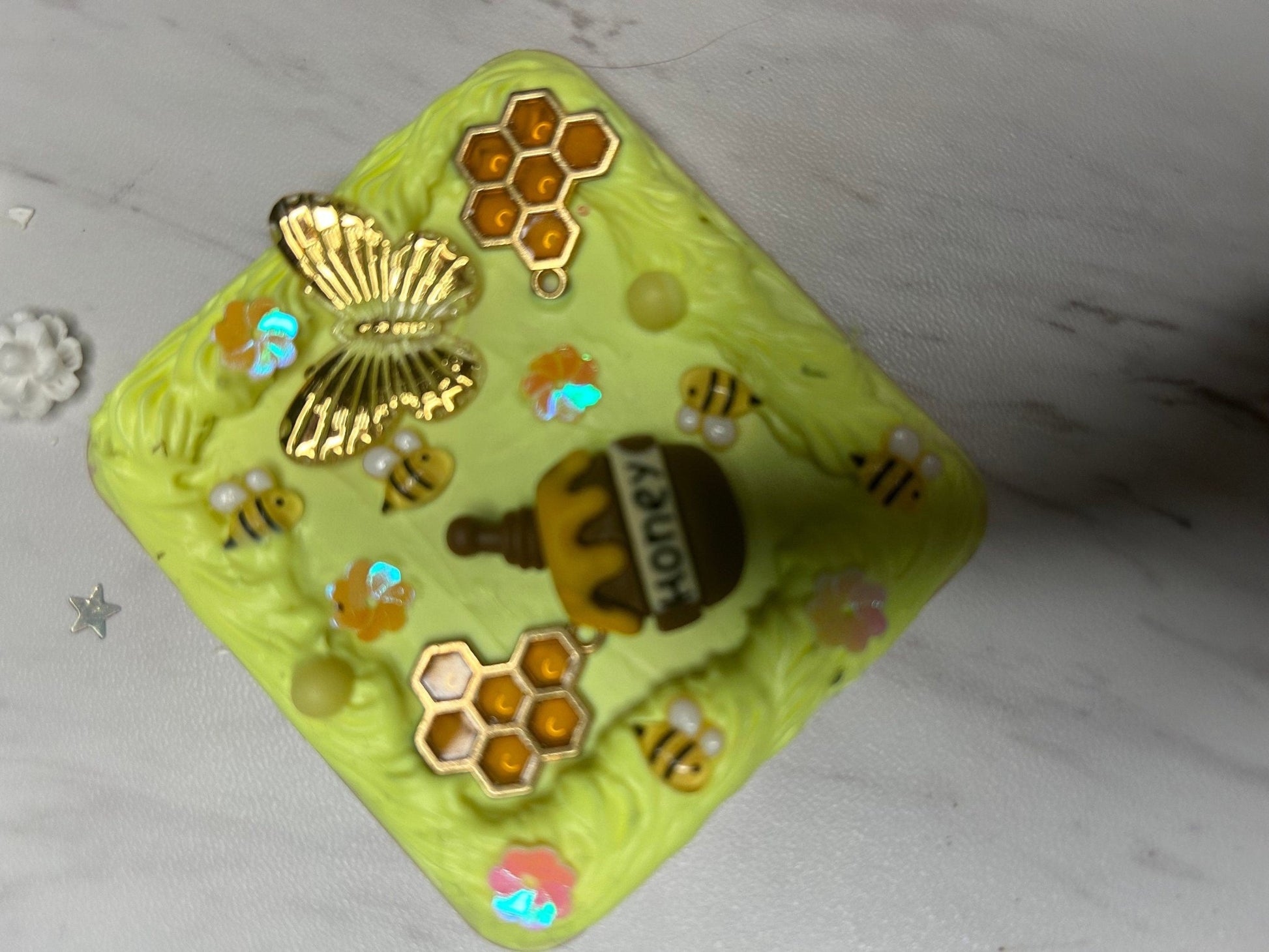 Kawaii Handmade Square Compact Mirror | Decoden Travel Mirror: Colorful Charms & Whimsical | Back to School - The Deco Den