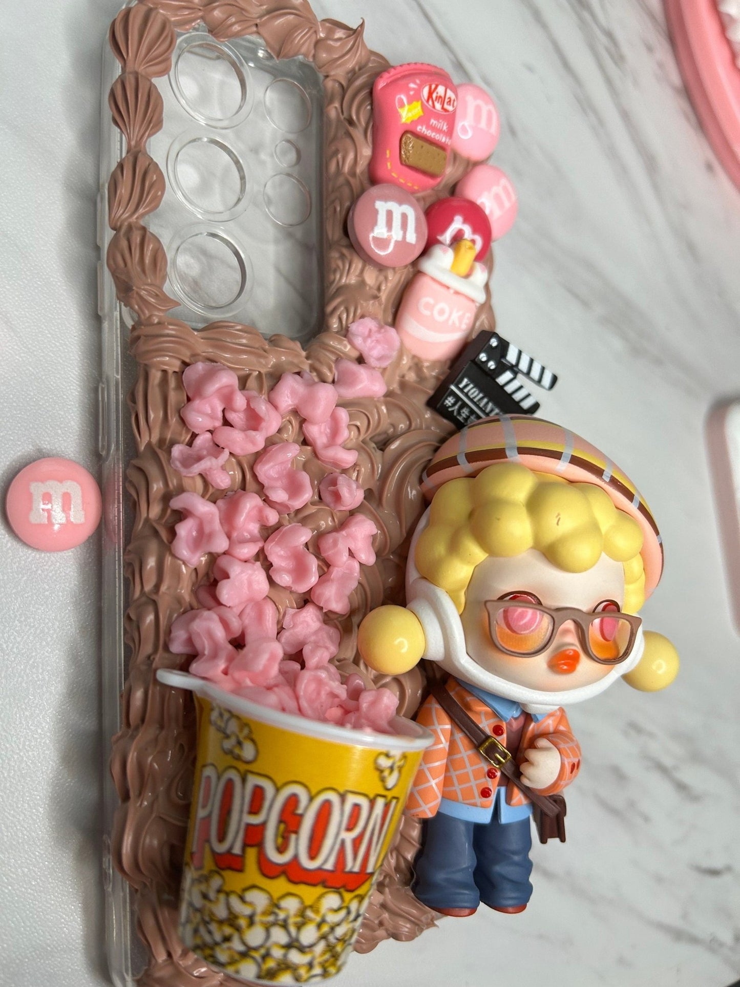 Kawaii Skullpanda Movie Fan Popcorn Case Whipped Cream Custom iPhone Case Decoden Samsung Phone Case Kawaii Gift for Her Gift for Movie Fan - The Deco Den