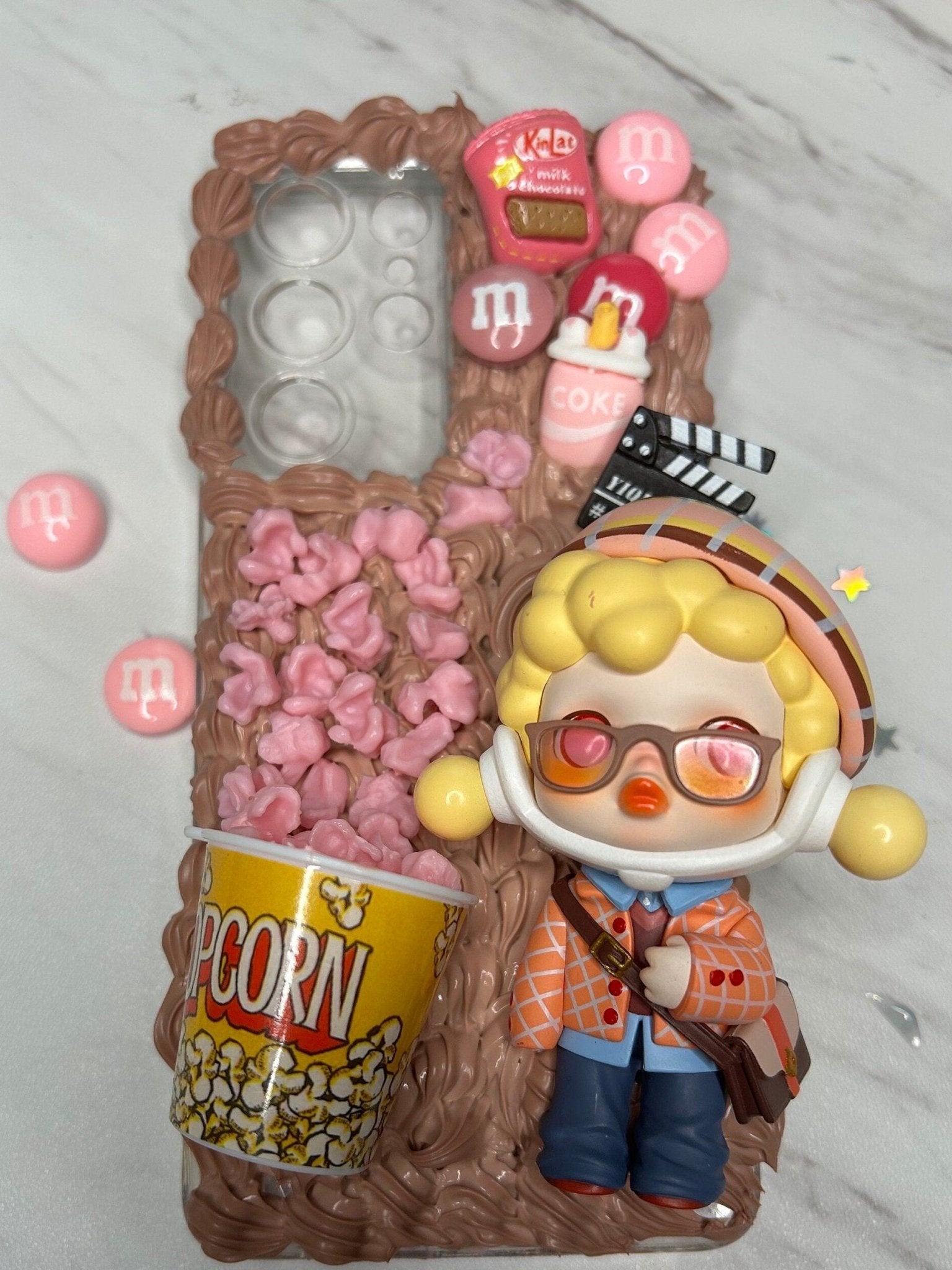 Kawaii Skullpanda Movie Fan Popcorn Case Whipped Cream Custom iPhone Case Decoden Samsung Phone Case Kawaii Gift for Her Gift for Movie Fan - The Deco Den