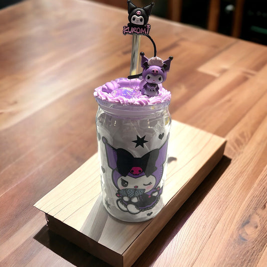 Kuromi Acrylic Tumbler Plastic Can Coffee 16 oz Plastic Cup Iced Coffee Cup Tumbler Cup Decorated Acrylic Icing Lid Gift for Neice - The Deco Den