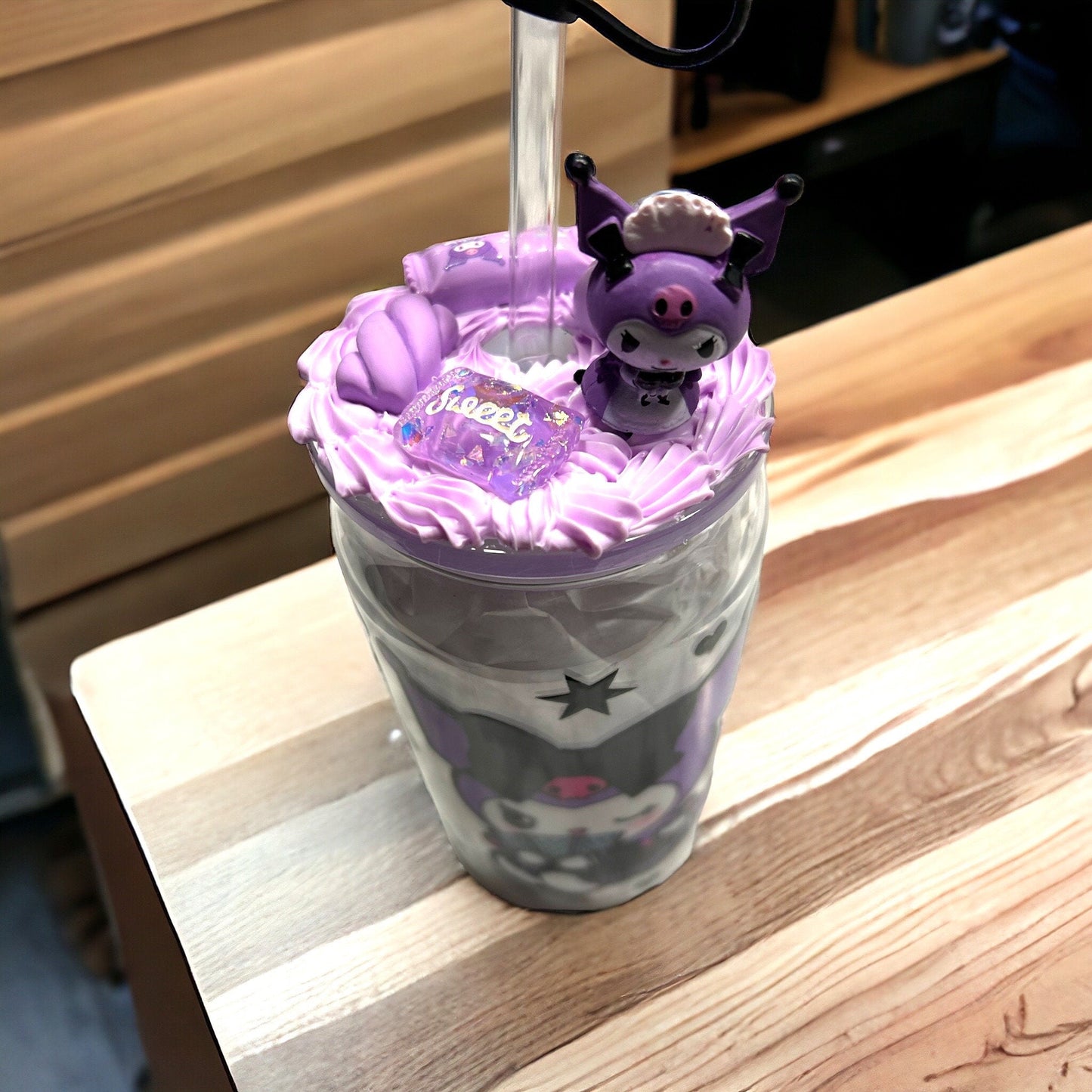 Kuromi Acrylic Tumbler Plastic Can Coffee 16 oz Plastic Cup Iced Coffee Cup Tumbler Cup Decorated Acrylic Icing Lid Gift for Neice - The Deco Den