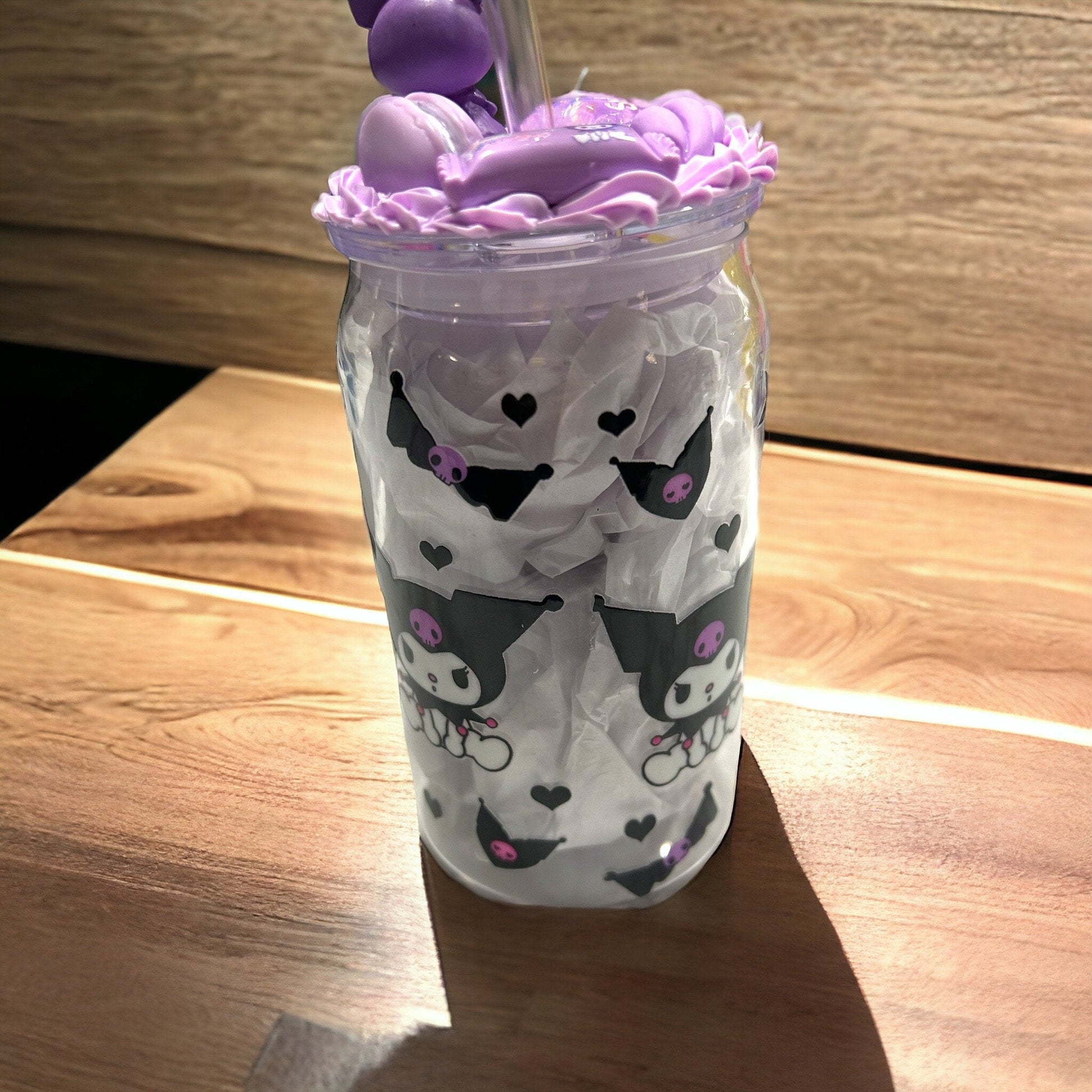 Kuromi Acrylic Tumbler Plastic Can Coffee 16 oz Plastic Cup Iced Coffee Cup Tumbler Cup Decorated Acrylic Icing Lid Gift for Neice - The Deco Den