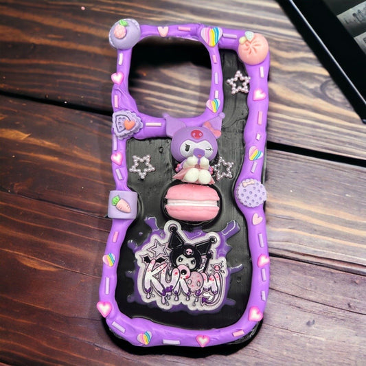 Kuromi Decoden Phone Case, Cute Bad Bunny Fake Whipped Cream Case | Kawaii Decoden Phone Case | iPhone Case, Samsung Case - The Deco Den