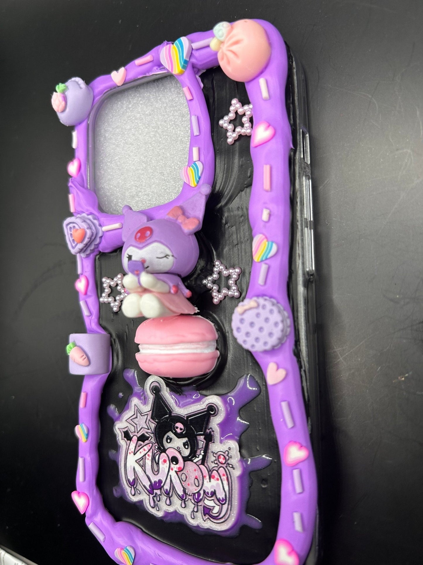 Kuromi Decoden Phone Case, Cute Bad Bunny Fake Whipped Cream Case | Kawaii Decoden Phone Case | iPhone Case, Samsung Case - The Deco Den