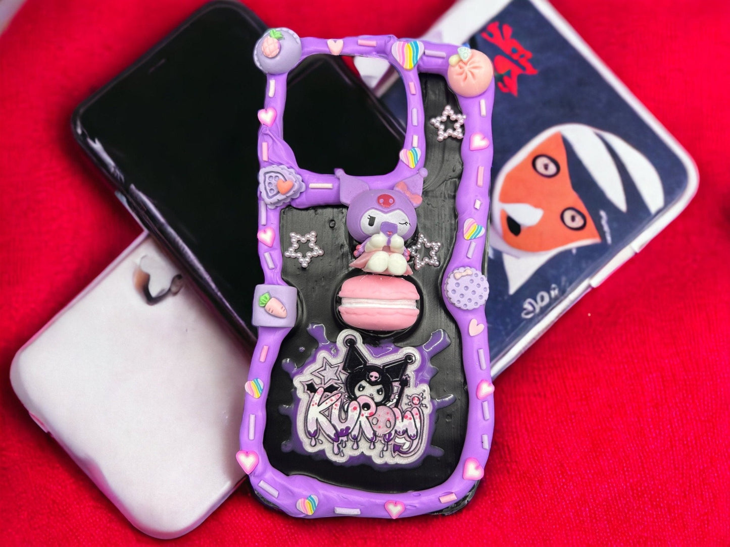 Kuromi Decoden Phone Case, Cute Bad Bunny Fake Whipped Cream Case | Kawaii Decoden Phone Case | iPhone Case, Samsung Case - The Deco Den