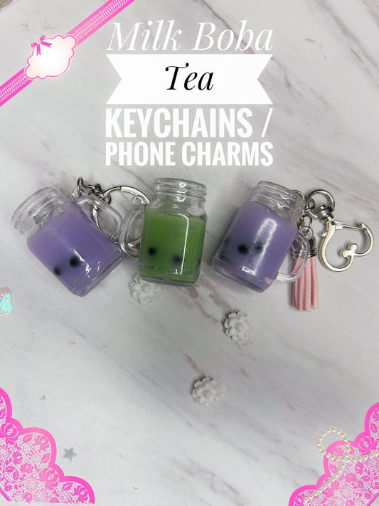 Milk Tea Boba Mason Jar Charm | Custom Keychain, Phone Charm | Miniature Boba Tea Charm | Gift for Milk Tea Lovers - The Deco Den