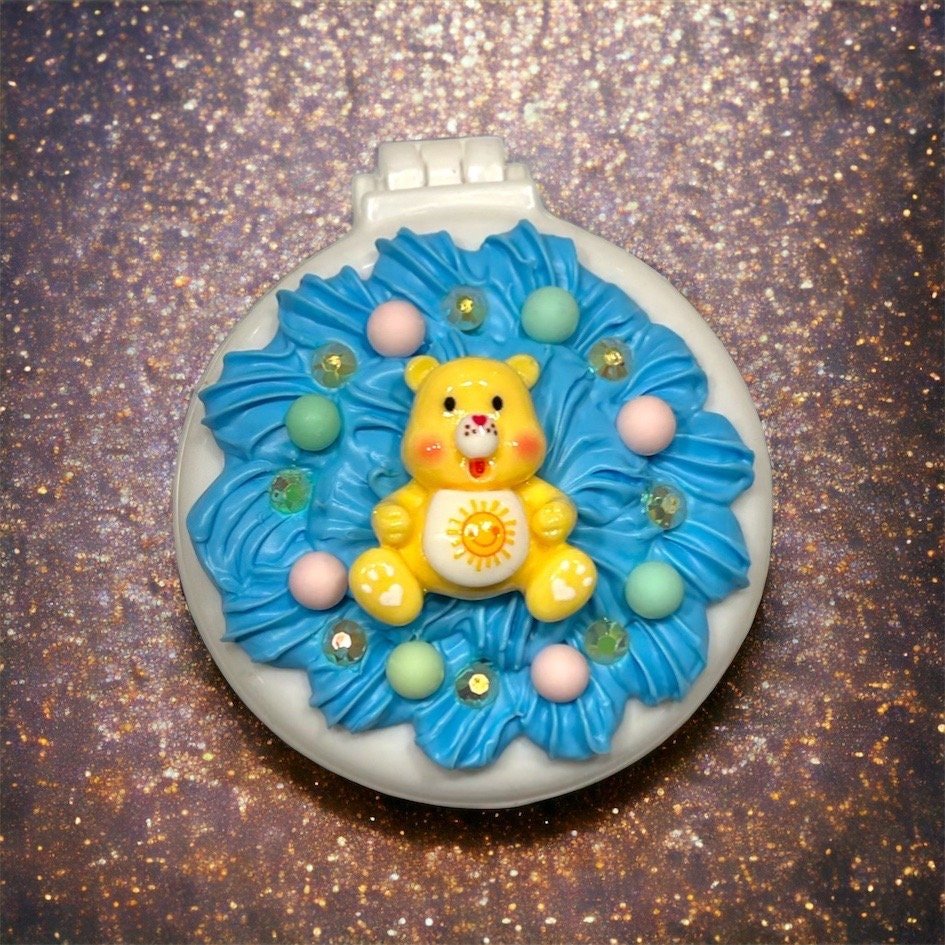 Mirror Compact Travel Brush Travel Mirror Kawaii Bear Mirror Decoden Travel Mirror Unique Gift for Tween Gift for Her - The Deco Den