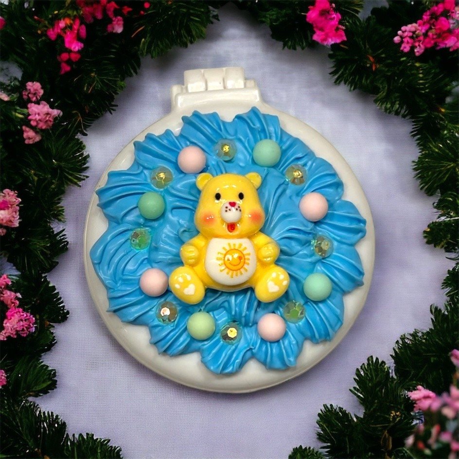 Mirror Compact Travel Brush Travel Mirror Kawaii Bear Mirror Decoden Travel Mirror Unique Gift for Tween Gift for Her - The Deco Den