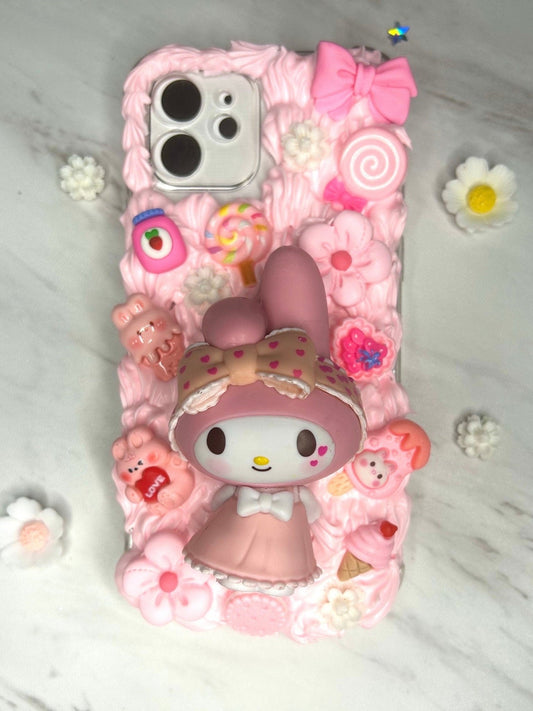 Phone Case Decoden Melody Kawaii Phone Case Cute Bunny Decoden Cream iPhone Case Samsung Custom Kawaii Cream Case All Models - The Deco Den