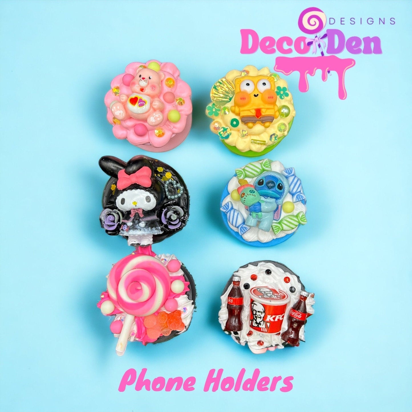 Phone Holder Decoden Cute Kawaii Pop Socket Holders Cute Cellphone Accessories | Ready to Ship - The Deco Den