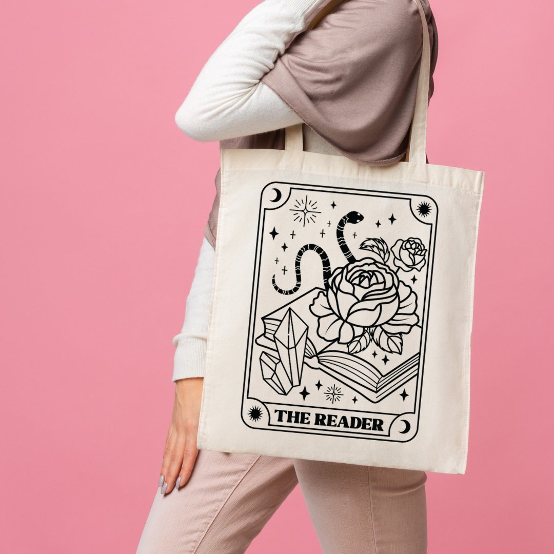 Tote Bag Book Lover Tarot Reader Card Kawaii Carryall Mystical Bookbag - The Deco Den