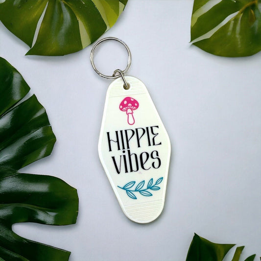 Vintage Motel Keychain Vintage Hotel Keytag Hippie Vibes Retro Keychain Hippie Vintage Motel Keytags for Friend Gift for Hippie Friend - The Deco Den